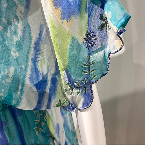 NWOT Midnight Velvet Sheer Tunic Top XL Multi Beaded Embroidered V-Neck - Picture 8 of 16